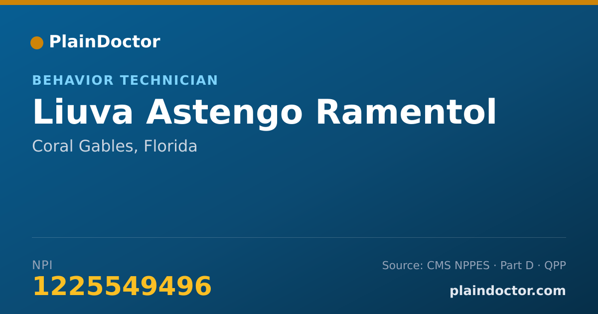Shareable card for Liuva Astengo Ramentol - Behavior Technician, Coral Gables, FL
