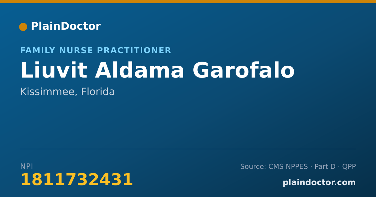 Shareable card for Liuvit Aldama Garofalo - Family Nurse Practitioner, Kissimmee, FL