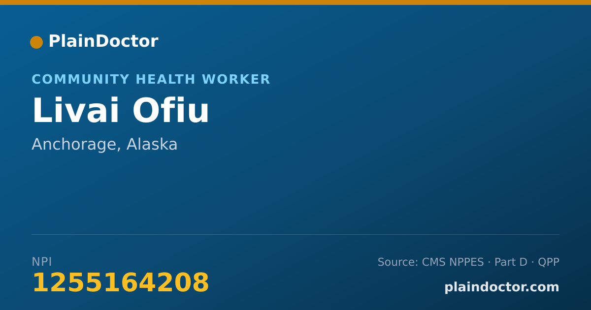 Shareable card for Livai Ofiu - Community Health Worker, Anchorage, AK