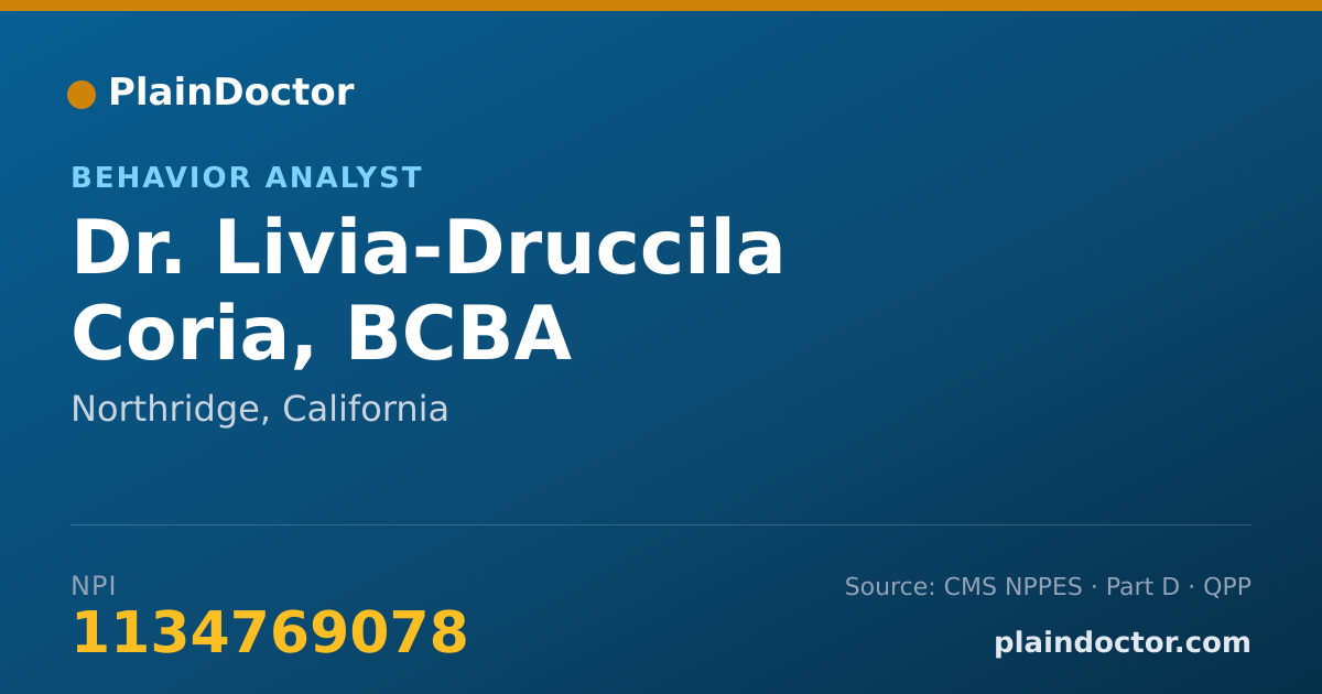 Shareable card for Livia-Druccila Coria, BCBA - Behavior Analyst, Northridge, CA