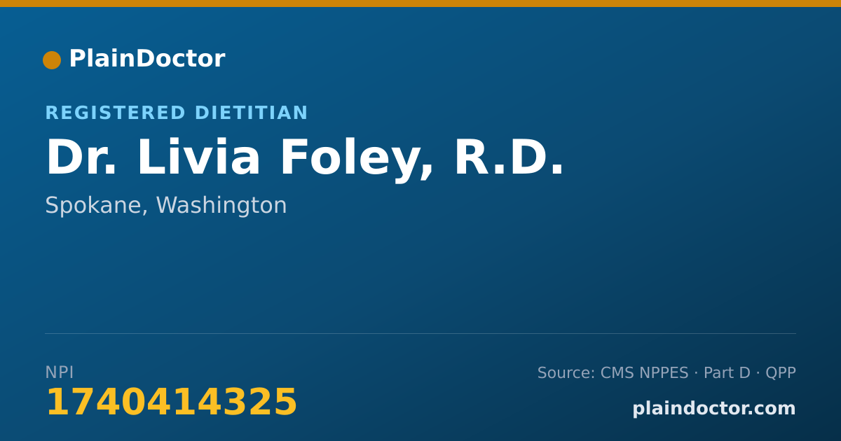 Shareable card for Livia Foley, R.D. - Registered Dietitian, Spokane, WA