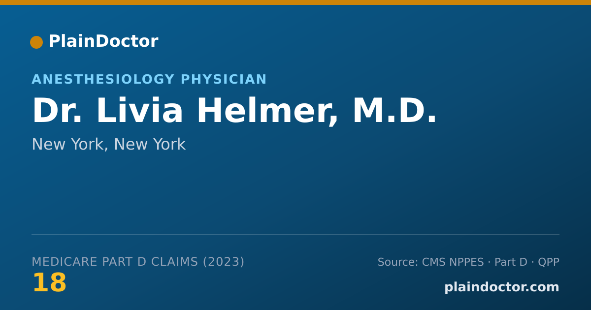 Shareable card for Livia Helmer, M.D. - Anesthesiology Physician, New York, NY