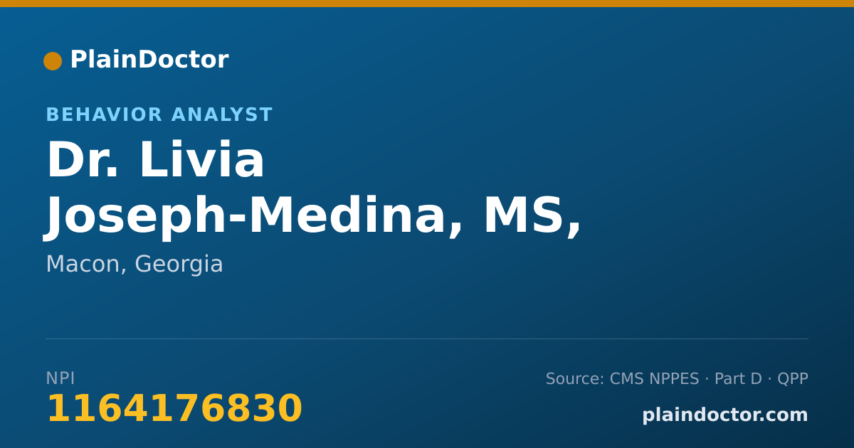 Shareable card for Livia Joseph-Medina, MS, BCBA - Behavior Analyst, Macon, GA