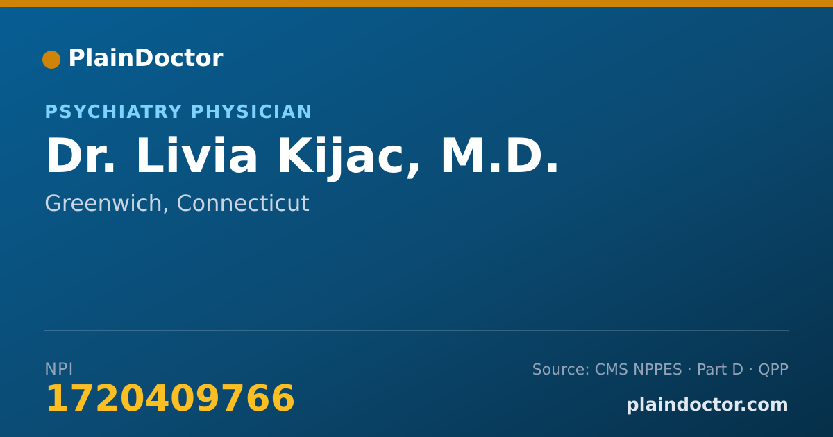 Shareable card for Livia Kijac, M.D. - Psychiatry Physician, Greenwich, CT