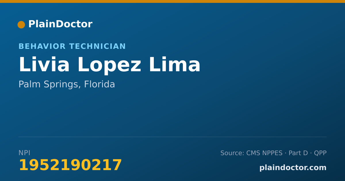 Shareable card for Livia Lopez Lima - Behavior Technician, Palm Springs, FL