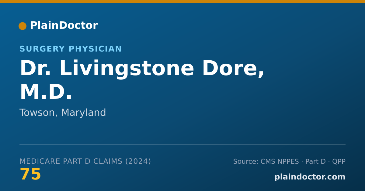 Shareable card for Livingstone Dore, M.D. - Surgery Physician, Towson, MD