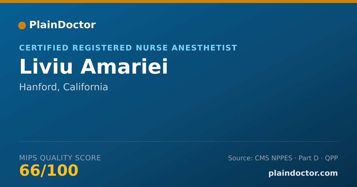 Shareable card for Liviu Amariei - Certified Registered Nurse Anesthetist, Hanford, CA