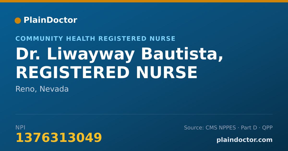 Shareable card for Liwayway Bautista, REGISTERED NURSE - Community Health Registered Nurse, Reno, NV
