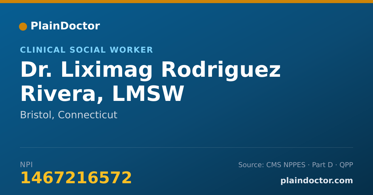 Shareable card for Liximag Rodriguez Rivera, LMSW - Clinical Social Worker, Bristol, CT