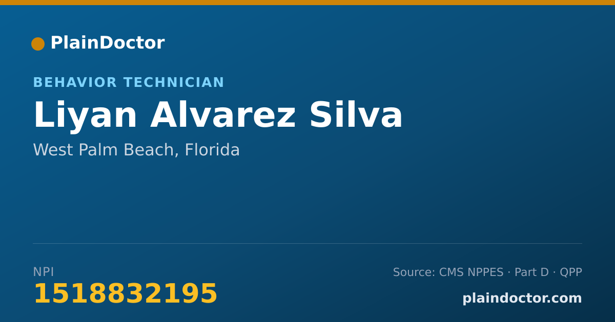 Shareable card for Liyan Alvarez Silva - Behavior Technician, West Palm Beach, FL