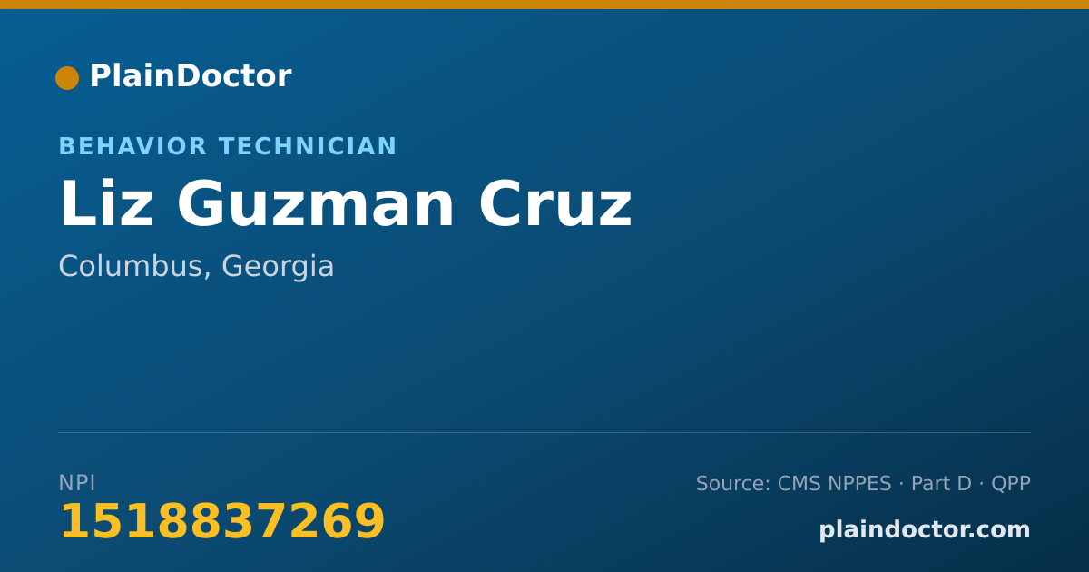 Shareable card for Liz Guzman Cruz - Behavior Technician, Columbus, GA