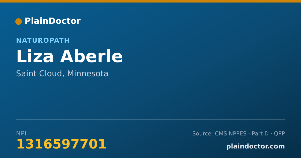 Shareable card for Liza Aberle - Naturopath, Saint Cloud, MN