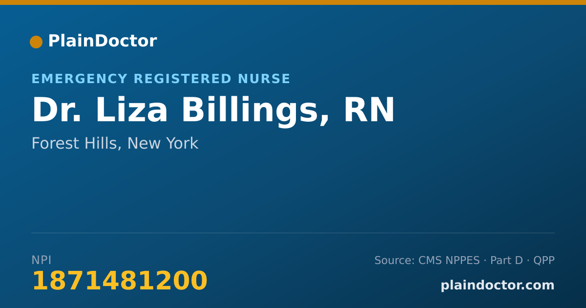 Shareable card for Liza Billings, RN - Emergency Registered Nurse, Forest Hills, NY