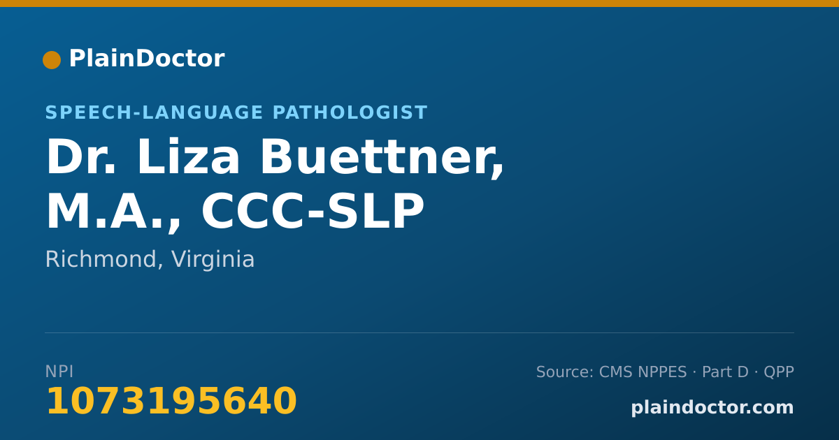 Shareable card for Liza Buettner, M.A., CCC-SLP - Speech-Language Pathologist, Richmond, VA
