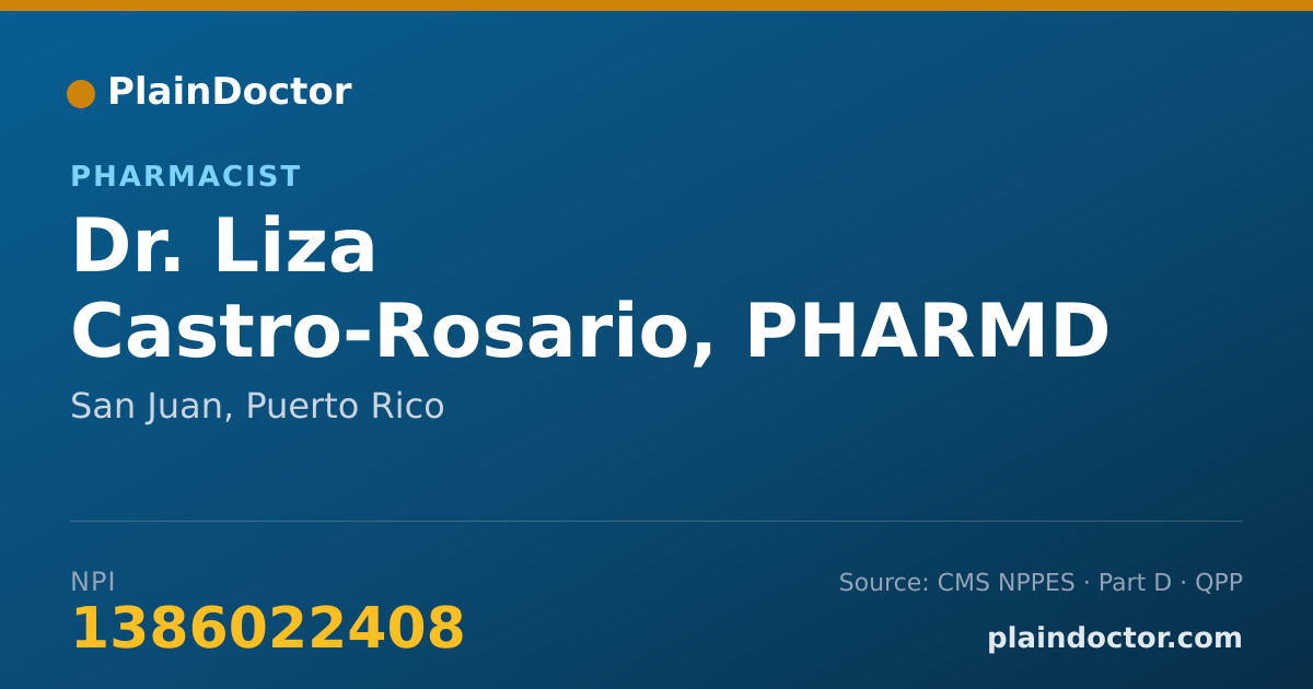 Shareable card for Liza Castro-Rosario, PHARMD - Pharmacist, San Juan, PR
