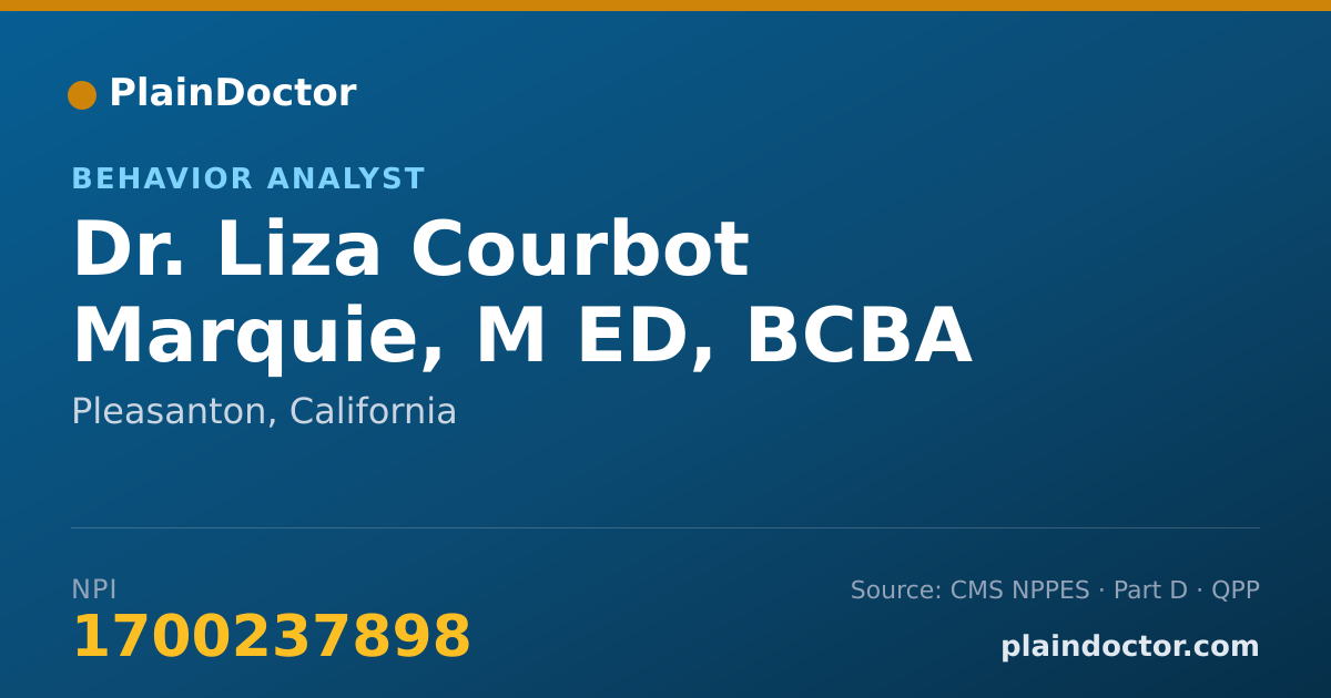 Shareable card for Liza Courbot Marquie, M ED, BCBA - Behavior Analyst, Pleasanton, CA