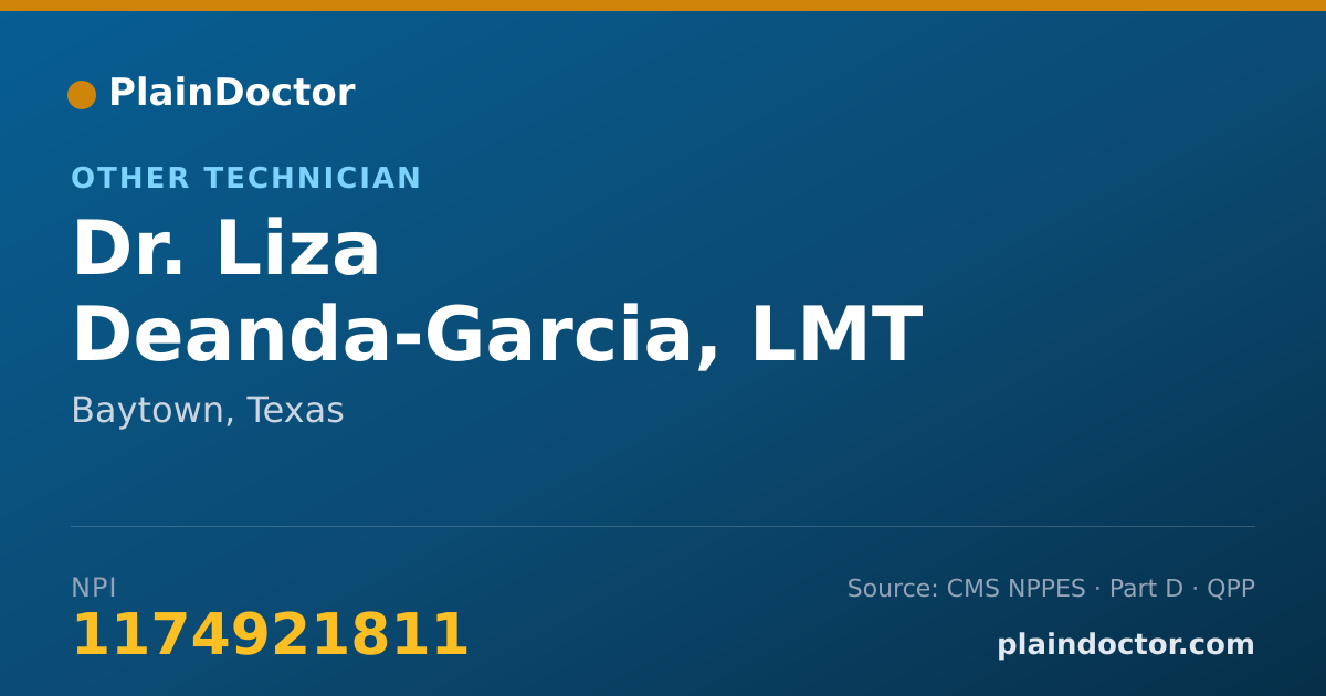 Shareable card for Liza Deanda-Garcia, LMT - Other Technician, Baytown, TX