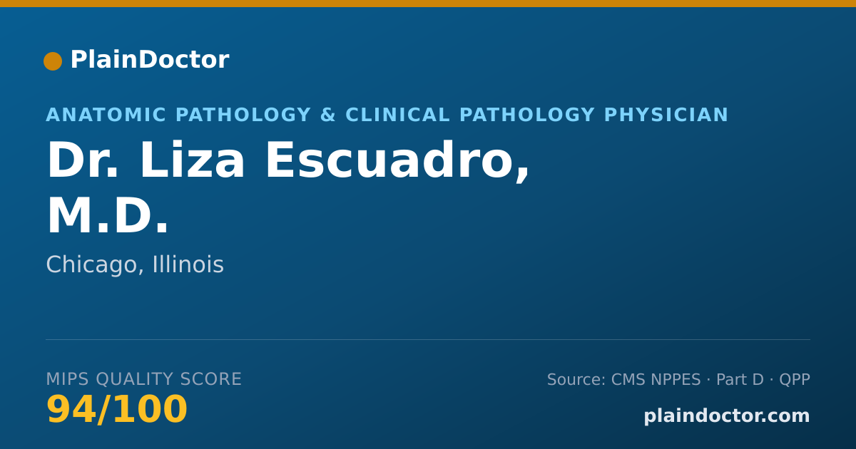 Shareable card for Liza Escuadro, M.D. - Anatomic Pathology & Clinical Pathology Physician, Chicago, IL