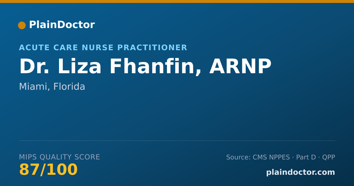 Shareable card for Liza Fhanfin, ARNP - Acute Care Nurse Practitioner, Miami, FL