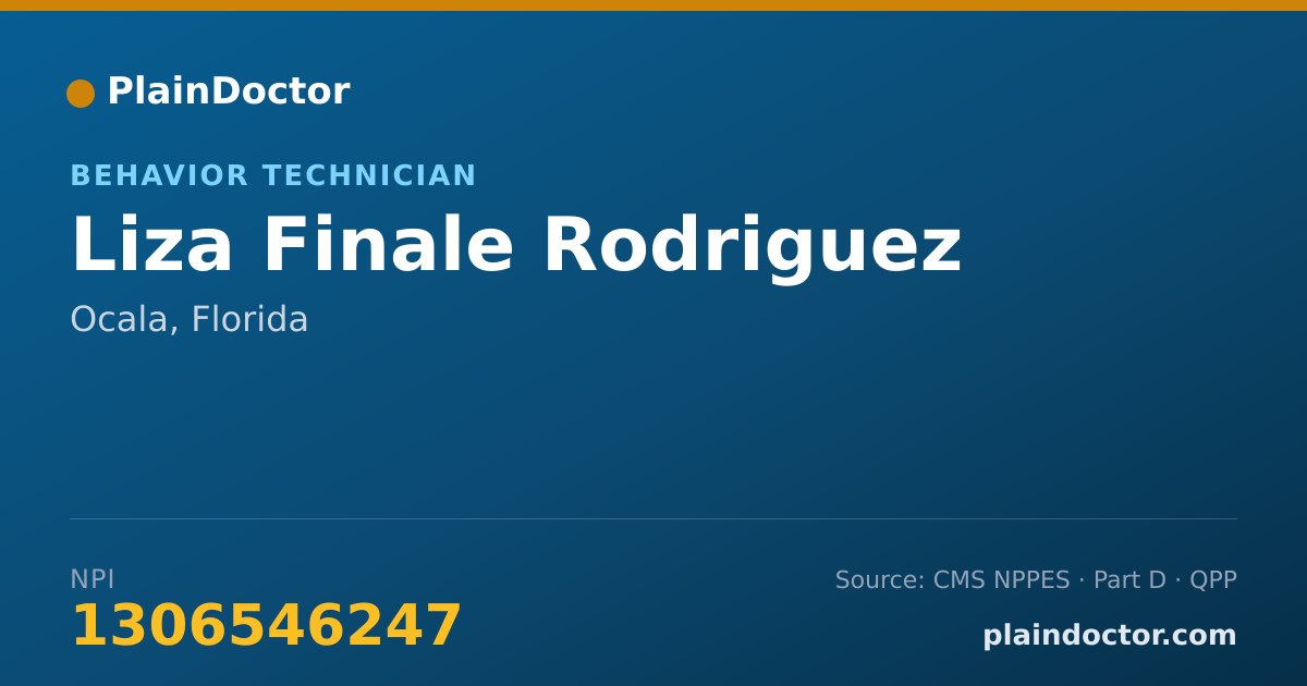 Shareable card for Liza Finale Rodriguez - Behavior Technician, Ocala, FL