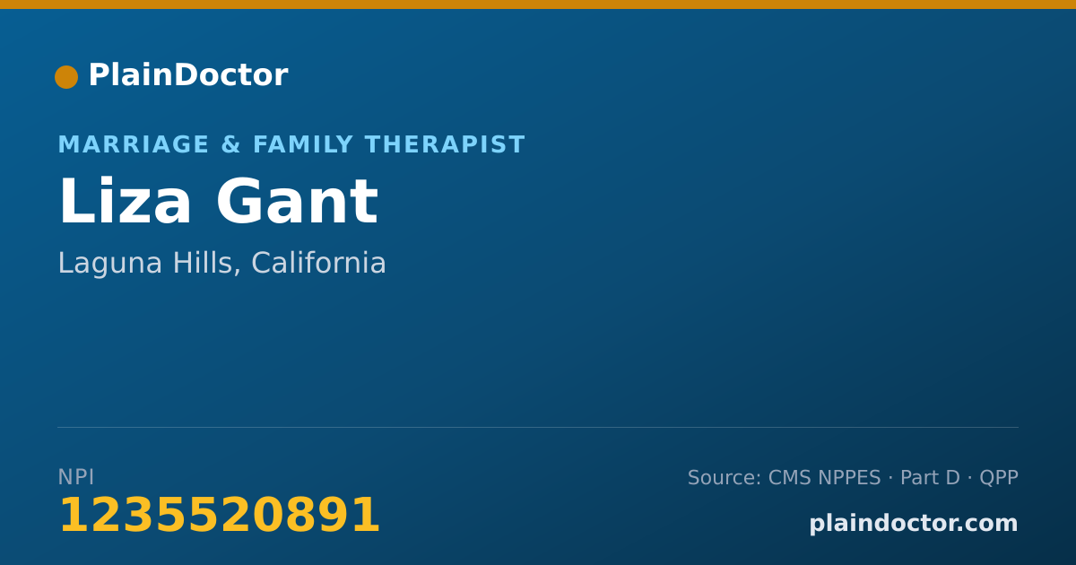 Shareable card for Liza Gant - Marriage & Family Therapist, Laguna Hills, CA