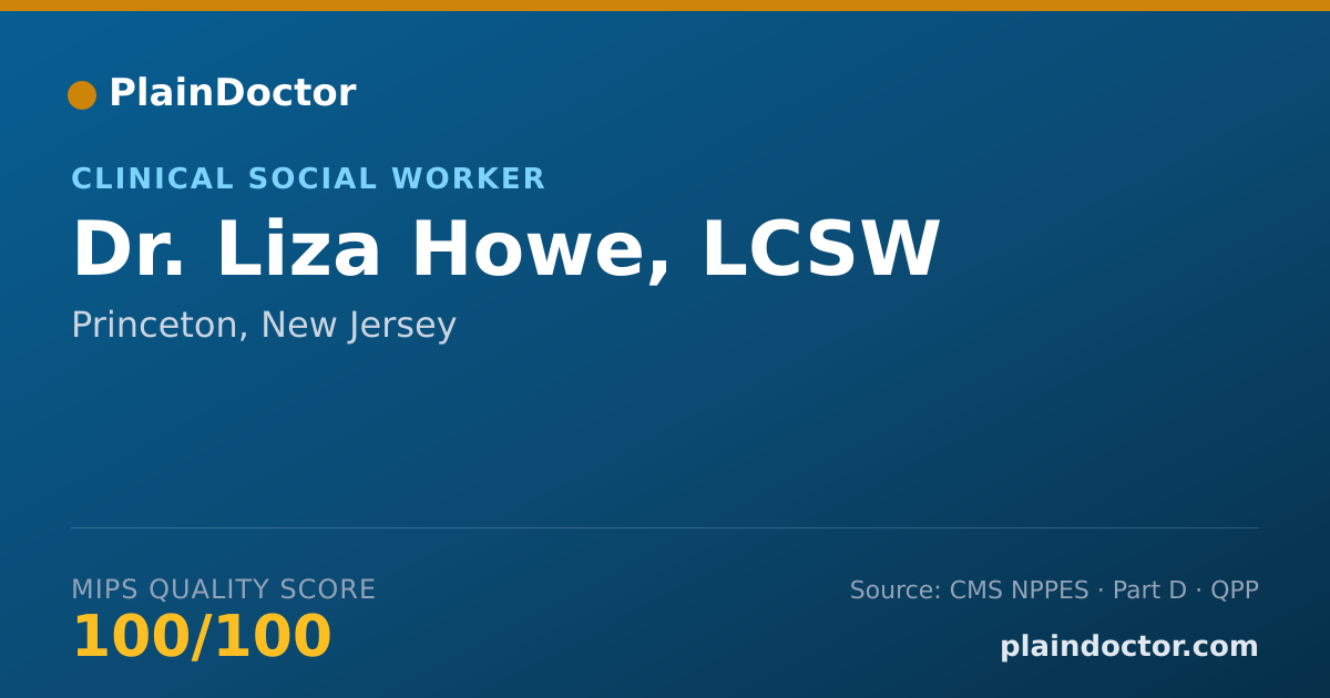 Shareable card for Liza Howe, LCSW - Clinical Social Worker, Princeton, NJ