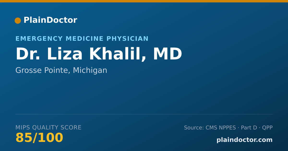 Shareable card for Liza Khalil, MD - Emergency Medicine Physician, Grosse Pointe, MI