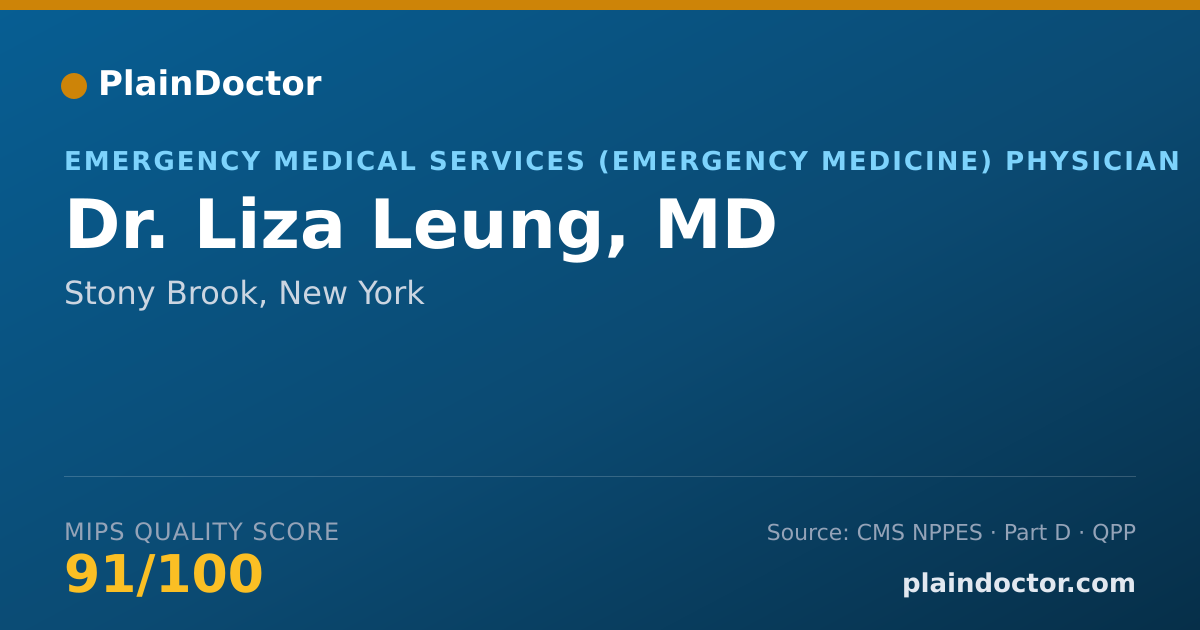 Shareable card for Liza Leung, MD - Emergency Medical Services (Emergency Medicine) Physician, Stony Brook, NY