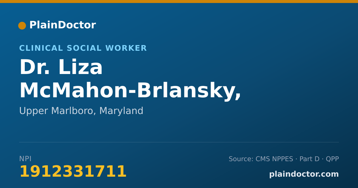 Shareable card for Liza McMahon-Brlansky, LCSW-C - Clinical Social Worker, Upper Marlboro, MD