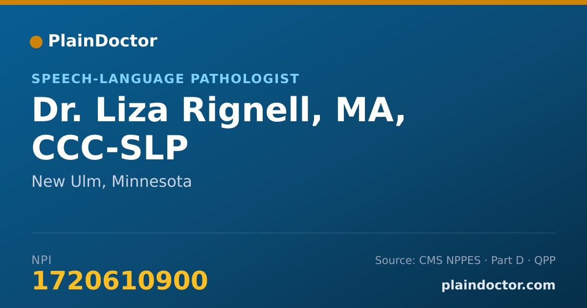 Shareable card for Liza Rignell, MA, CCC-SLP - Speech-Language Pathologist, New Ulm, MN