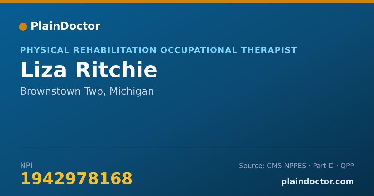 Shareable card for Liza Ritchie - Physical Rehabilitation Occupational Therapist, Brownstown Twp, MI