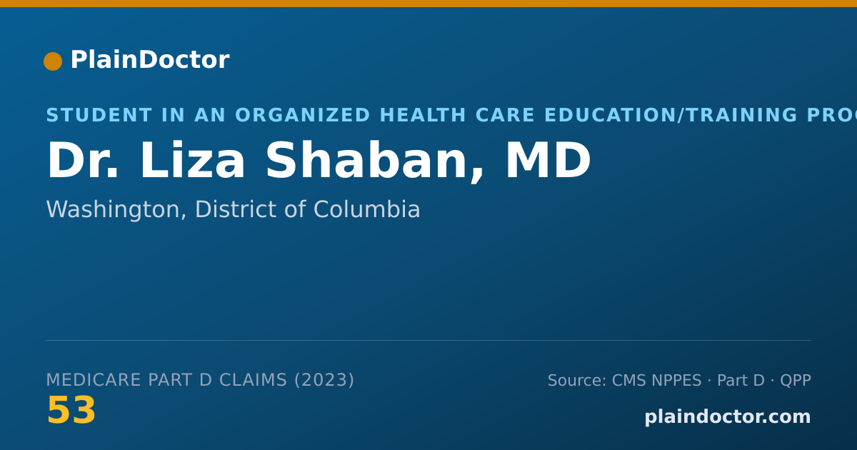 Shareable card for Liza Shaban, MD - Student in an Organized Health Care Education/Training Program, Washington, DC