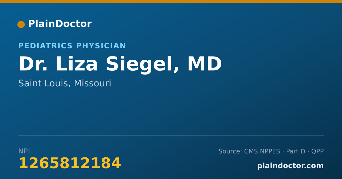 Shareable card for Liza Siegel, MD - Pediatrics Physician, Saint Louis, MO