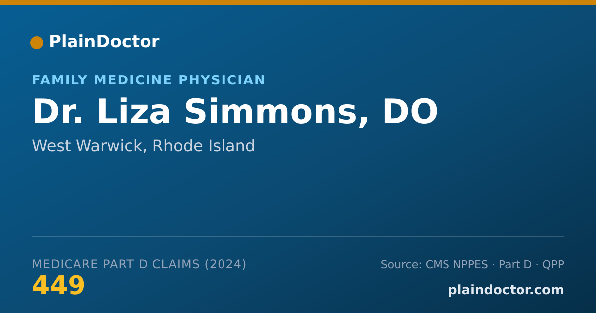 Shareable card for Liza Simmons, DO - Family Medicine Physician, West Warwick, RI