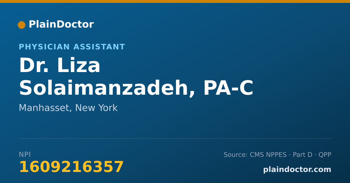 Shareable card for Liza Solaimanzadeh, PA-C - Physician Assistant, Manhasset, NY