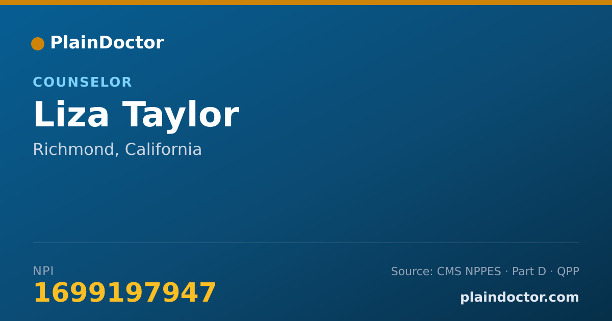 Shareable card for Liza Taylor - Counselor, Richmond, CA
