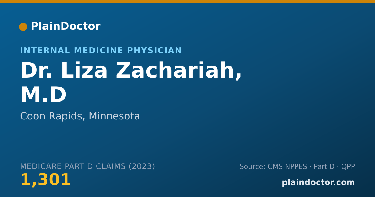 Shareable card for Liza Zachariah, M.D - Internal Medicine Physician, Coon Rapids, MN