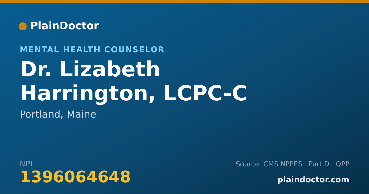 Shareable card for Lizabeth Harrington, LCPC-C - Mental Health Counselor, Portland, ME
