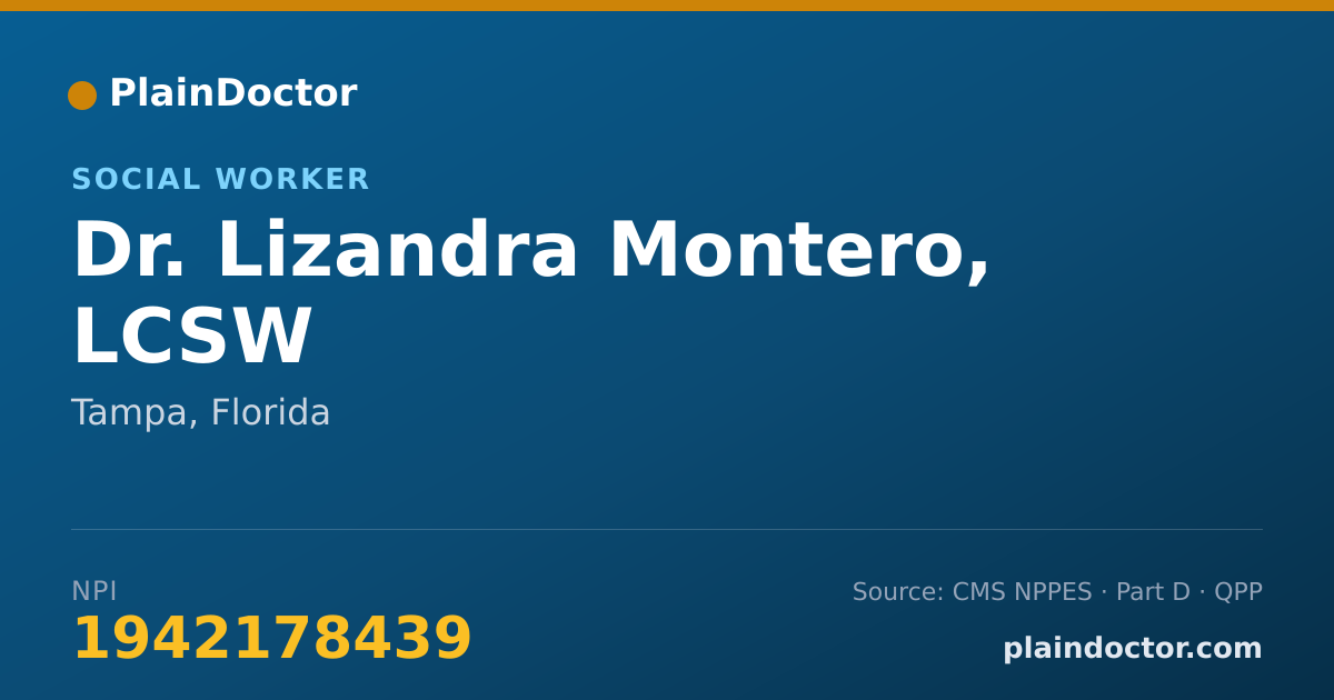 Shareable card for Lizandra Montero, LCSW - Social Worker, Tampa, FL