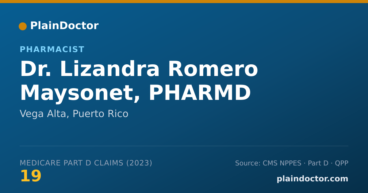 Shareable card for Lizandra Romero Maysonet, PHARMD - Pharmacist, Vega Alta, PR