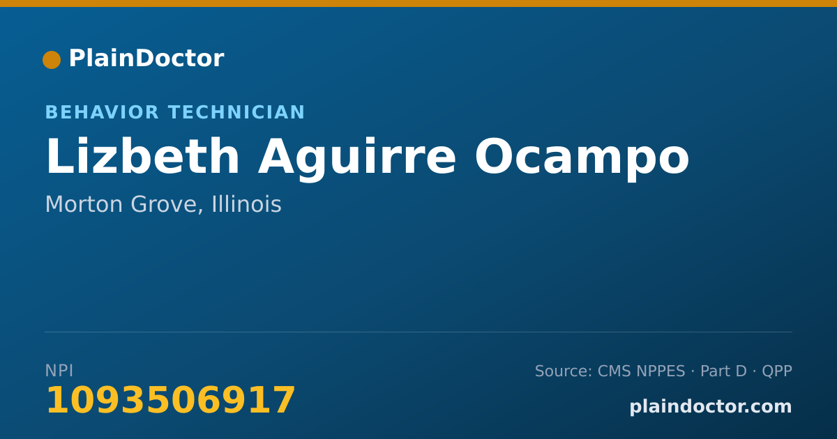 Shareable card for Lizbeth Aguirre Ocampo - Behavior Technician, Morton Grove, IL