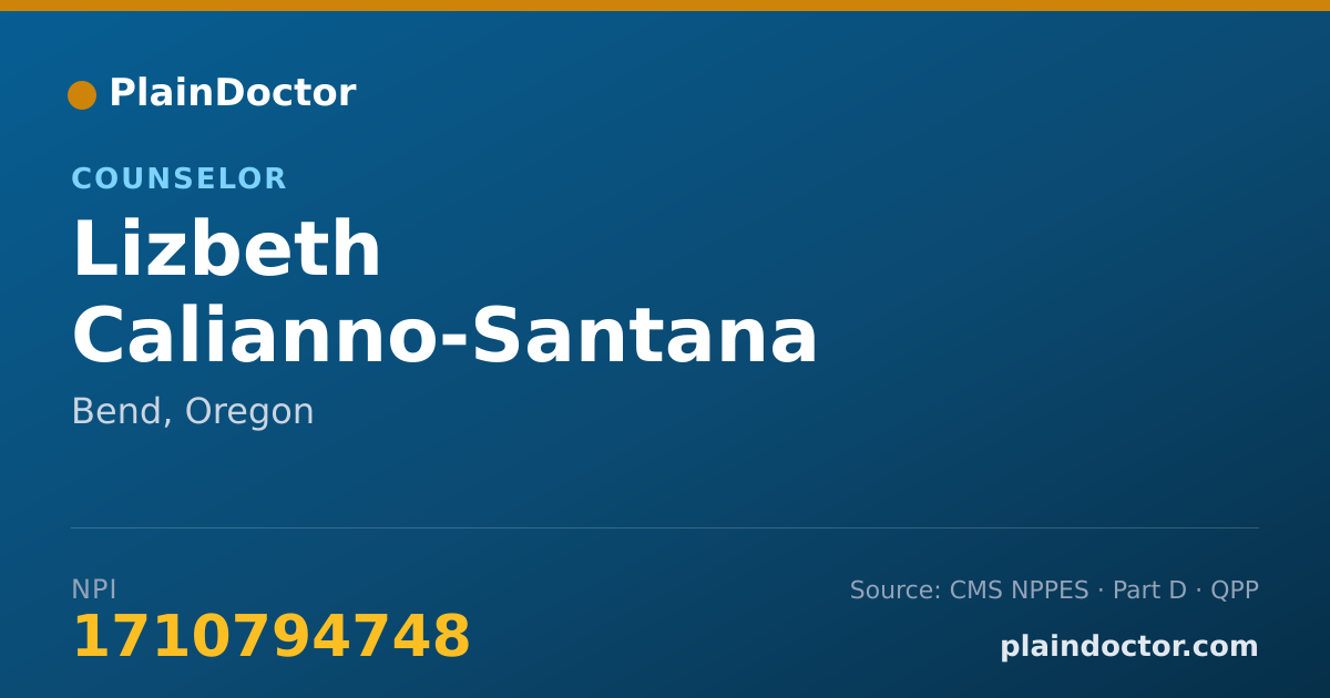 Shareable card for Lizbeth Calianno-Santana - Counselor, Bend, OR