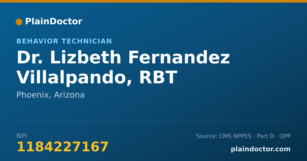 Shareable card for Lizbeth Fernandez Villalpando, RBT - Behavior Technician, Phoenix, AZ