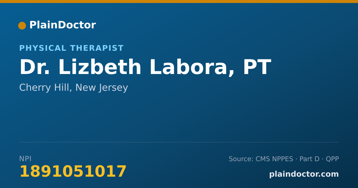 Shareable card for Lizbeth Labora, PT - Physical Therapist, Cherry Hill, NJ