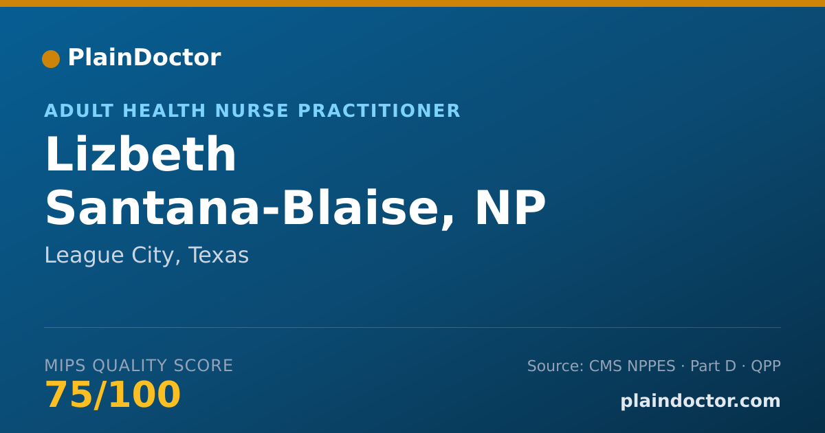 Shareable card for Lizbeth Santana-Blaise, NP - Adult Health Nurse Practitioner, League City, TX