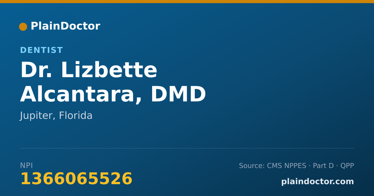 Shareable card for Lizbette Alcantara, DMD - Dentist, Jupiter, FL