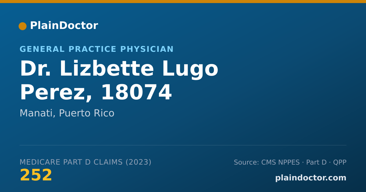 Shareable card for Lizbette Lugo Perez, 18074 - General Practice Physician, Manati, PR