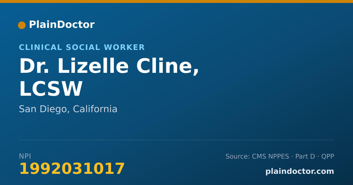 Shareable card for Lizelle Cline, LCSW - Clinical Social Worker, San Diego, CA