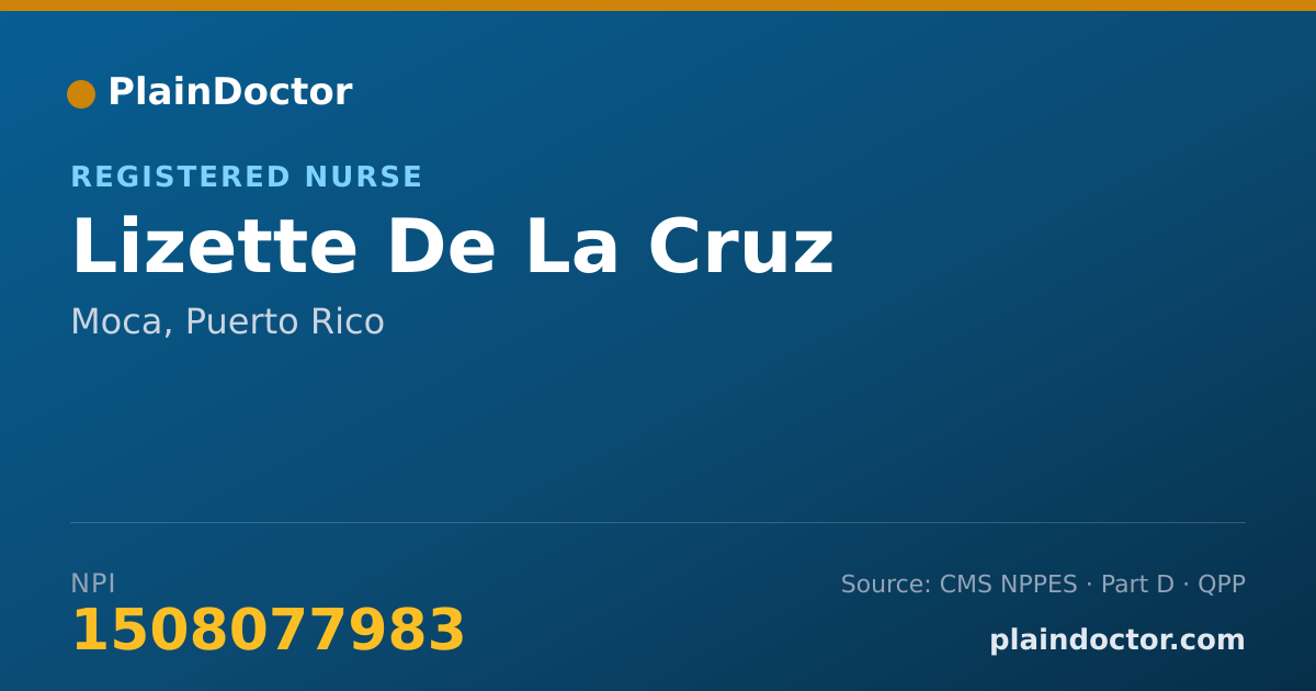 Shareable card for Lizette De La Cruz - Registered Nurse, Moca, PR
