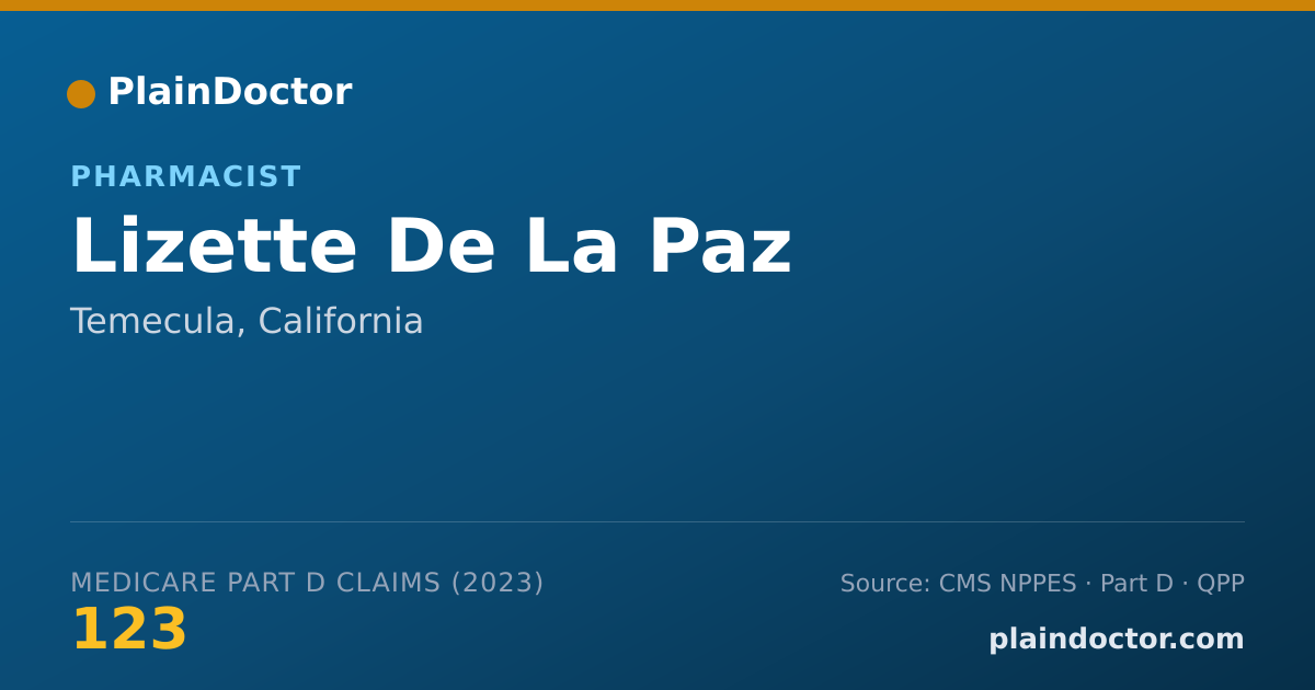 Shareable card for Lizette De La Paz - Pharmacist, Temecula, CA